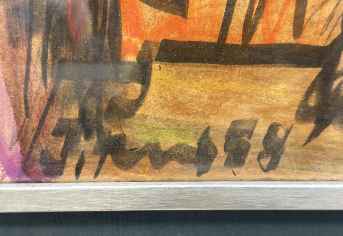 Vigny Sylvain (1903-1970) Autriche-nice; "l'atelier Du Peintre" Expressionisme Daté 58-photo-2