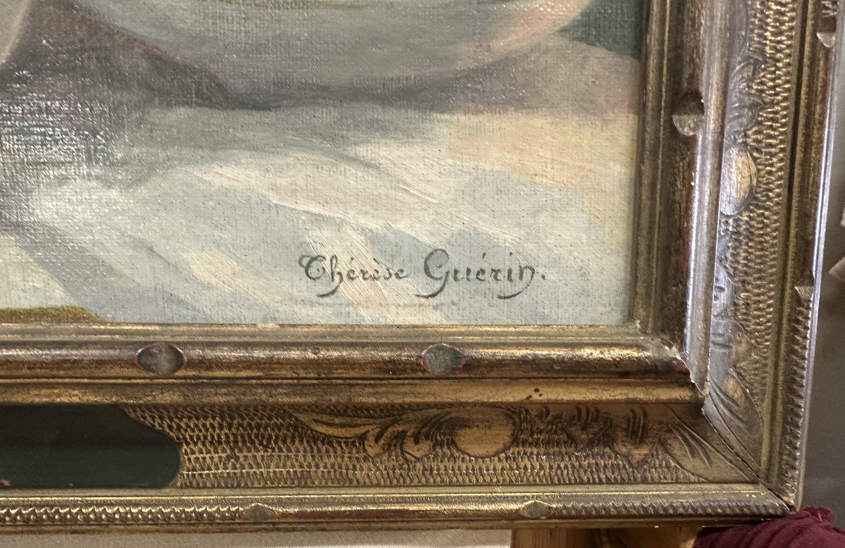Thérèse Guérin (1861-1933) Lyon School "porcelain And Yellow Roses" Oil On Canvas 38 X 46 Cm-photo-4