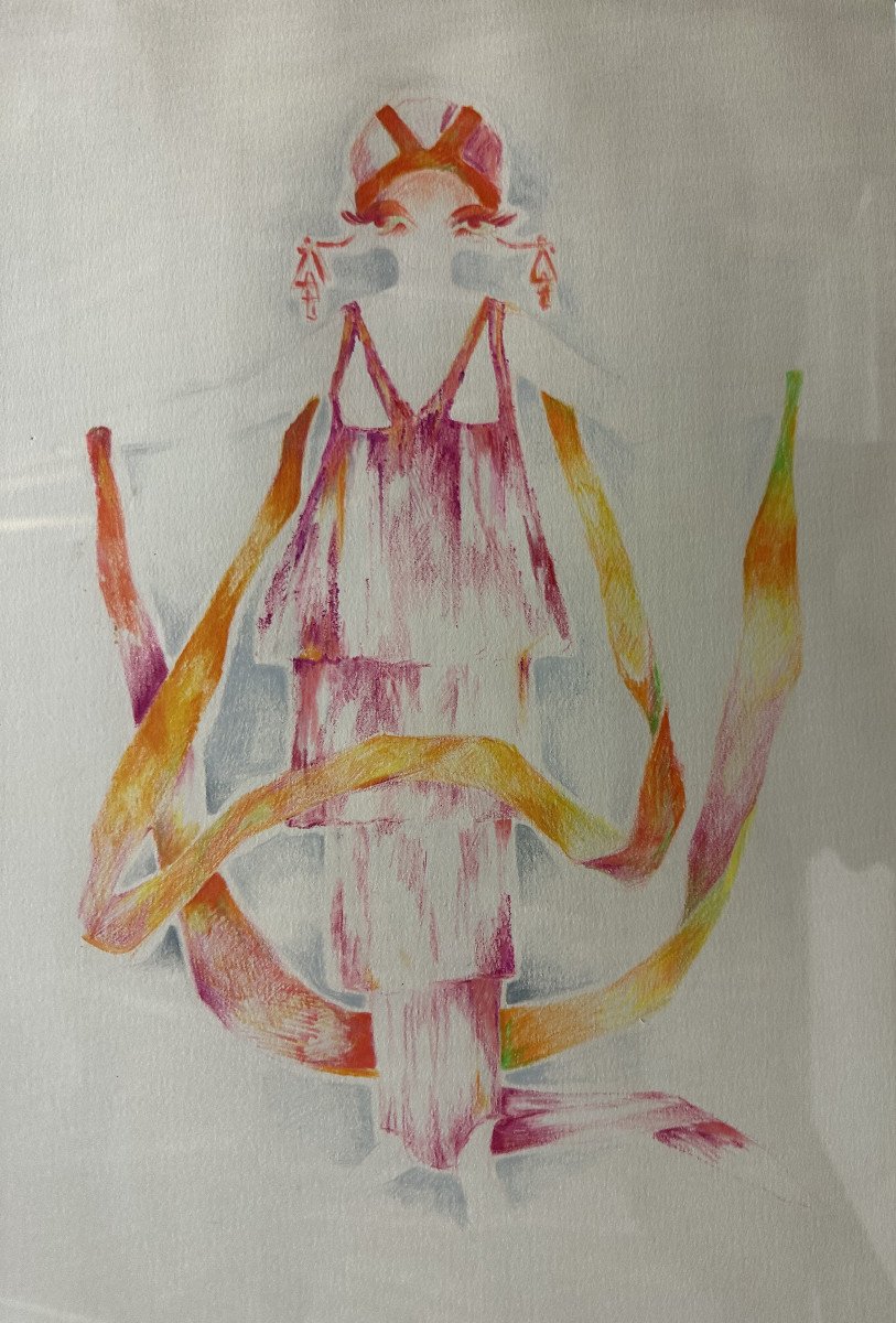 Jean Lamouroux Entraigues (1933-2008): "jarry On The Hill" Costume Project, Pastel