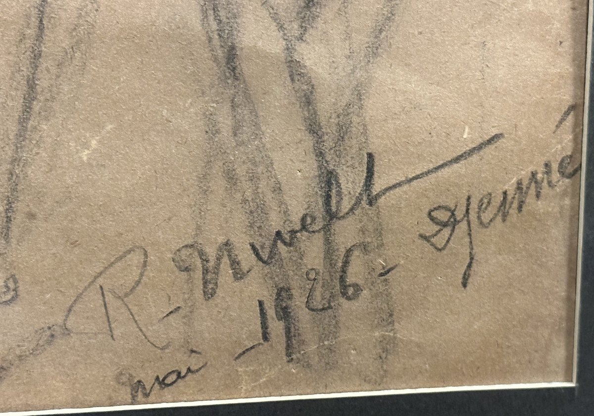 NIVELT Roger (1899-1962) "Danse africaine" fusain signé bas droite, mai 1926, situé Djenné -photo-4