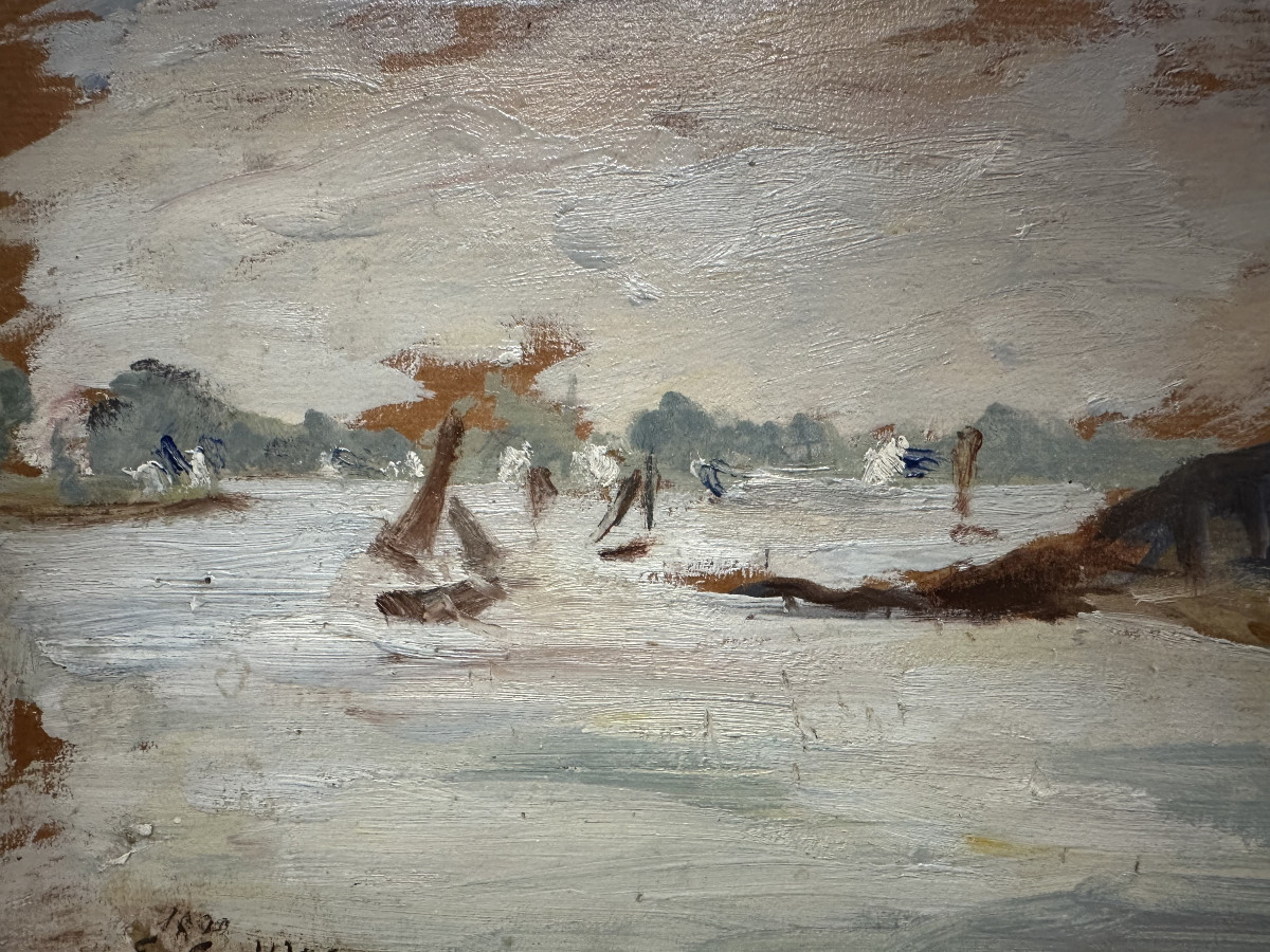 Elodie La Villette Jacquier Strasbourg (1843-1917) "sketch Of The Brittany Seaside" Oil On Cardboard-photo-3