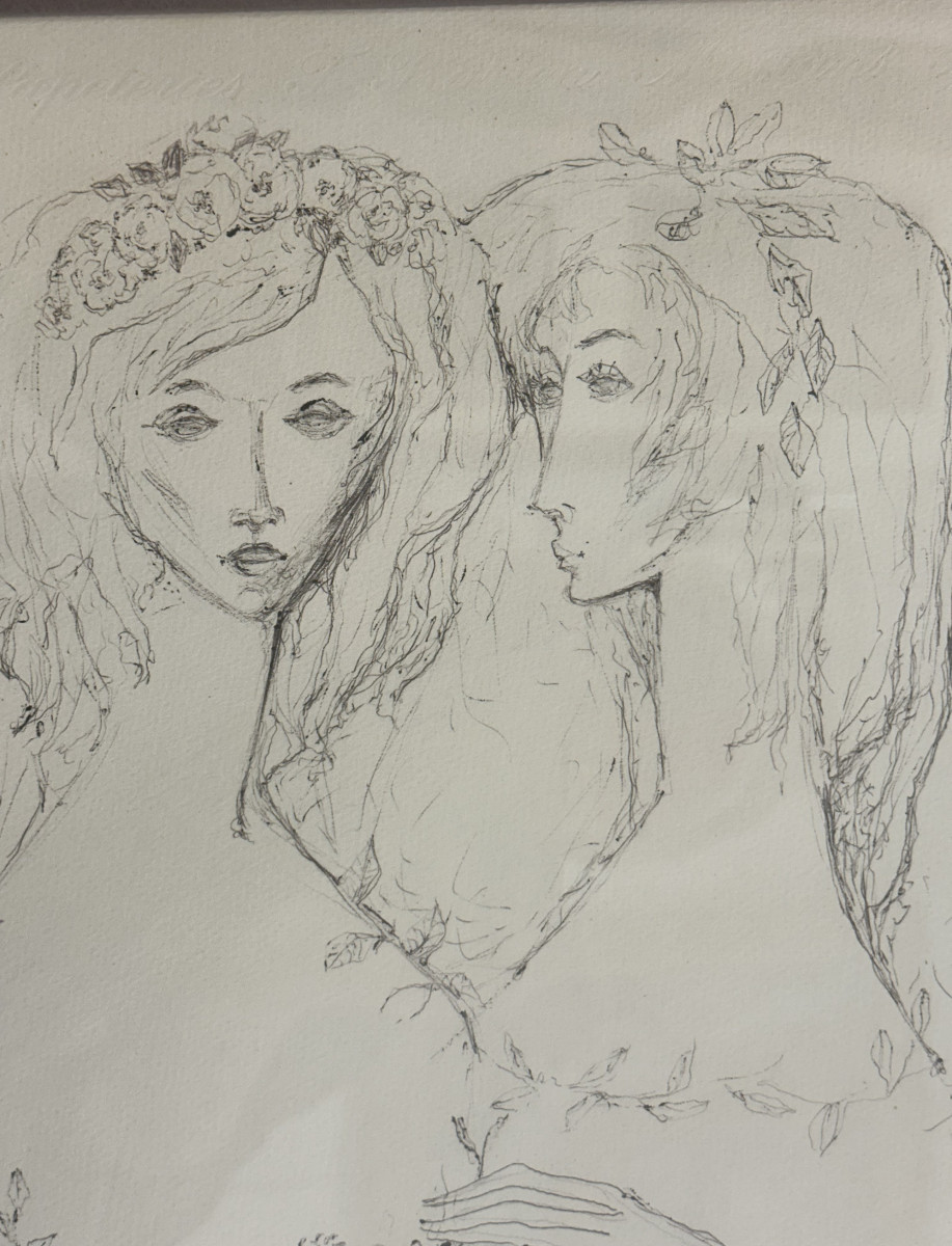 Jean Cassarini (1910-2005) Nice "les 2 Amies" Fusain signé daté 1959 bas gauche; Dim:47 x 30 cm-photo-3