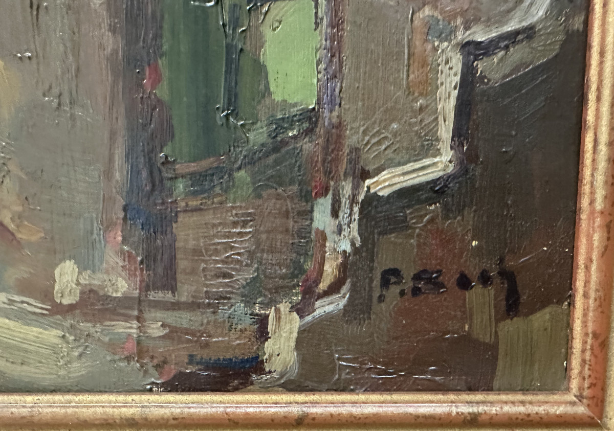 Pierre BACH (1906-1971) "Village d'Erbalunga, Corse,59" Huile sur  toile signée en bas à droite-photo-4