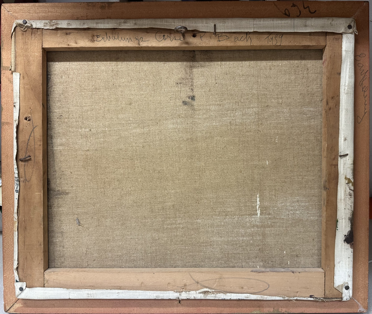 Pierre BACH (1906-1971) "Village d'Erbalunga, Corse,59" Huile sur  toile signée en bas à droite-photo-1