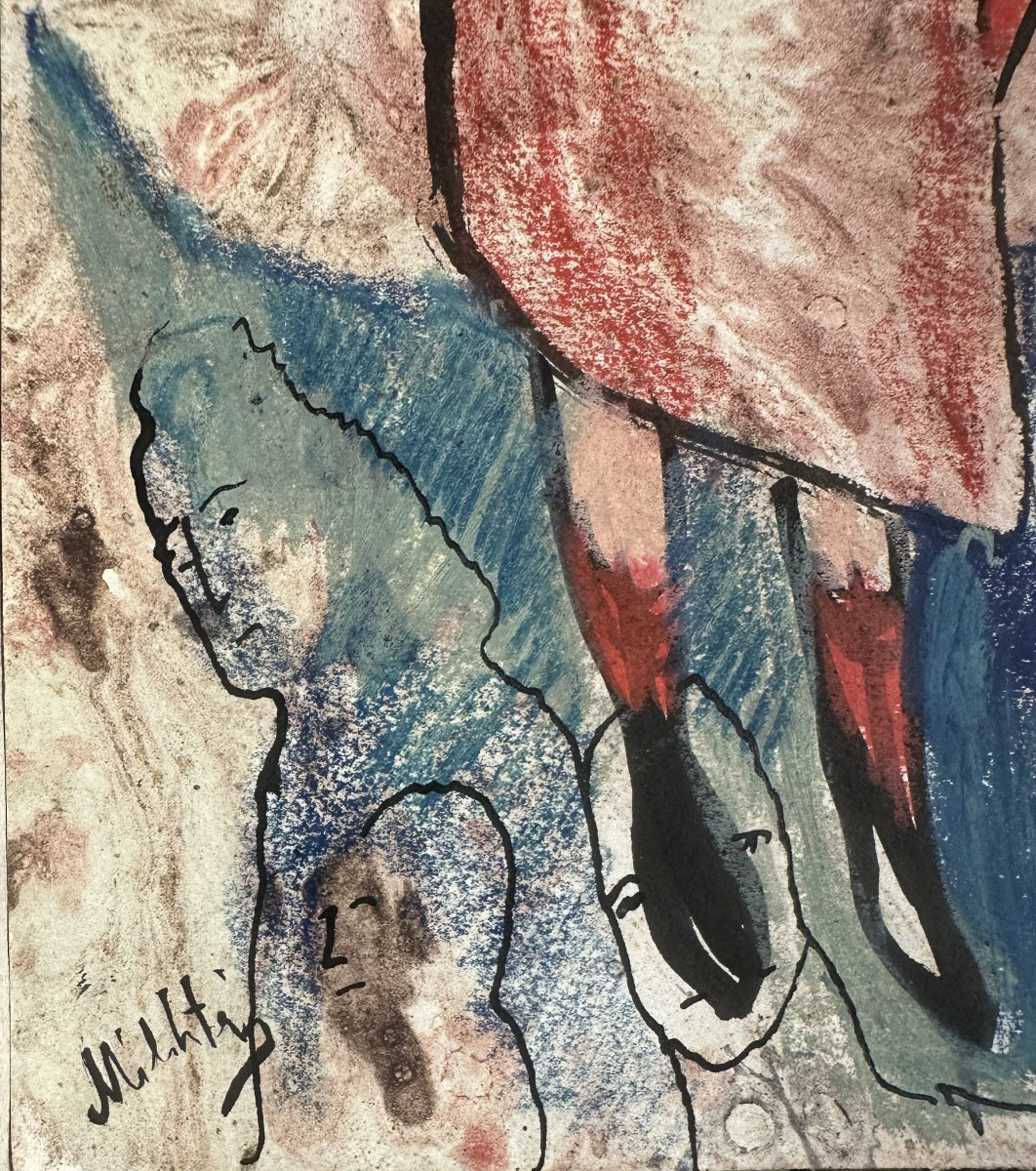 Zwy Milshtein 1934-2020 French/moldovan "characters" Gouache, Signed Lower Left, 33x24cm-photo-3