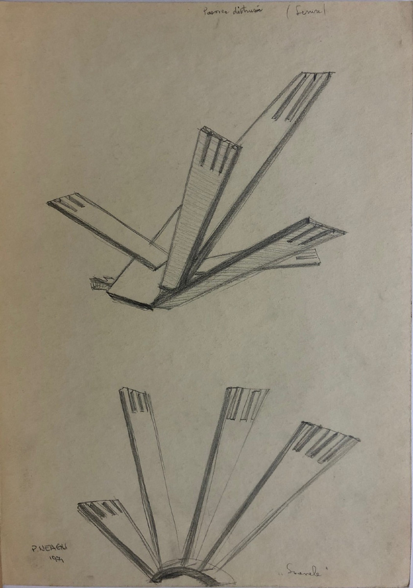 Paul Neagu (1938, Bucharest-2004, London) "soarele" Graphite On Paper Signed Lower Left-photo-4