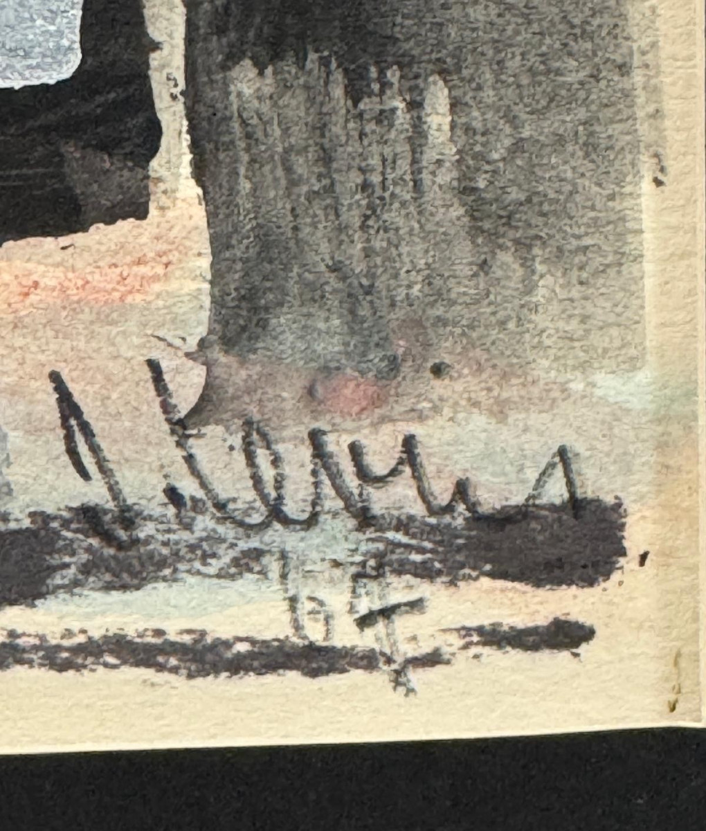 Joseph Levin (1894-1979), Russian: "composition," Abstract Watercolor, New York Period, Dated 1967-photo-3