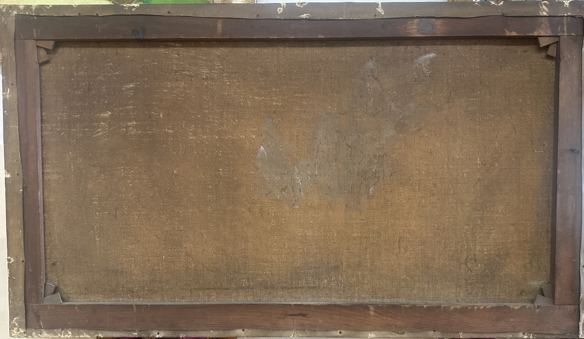 Charles John DE LACY (1856-c.1936) Anglais"Le port de Londres" Huile sur toile signée, 60x106cm-photo-2