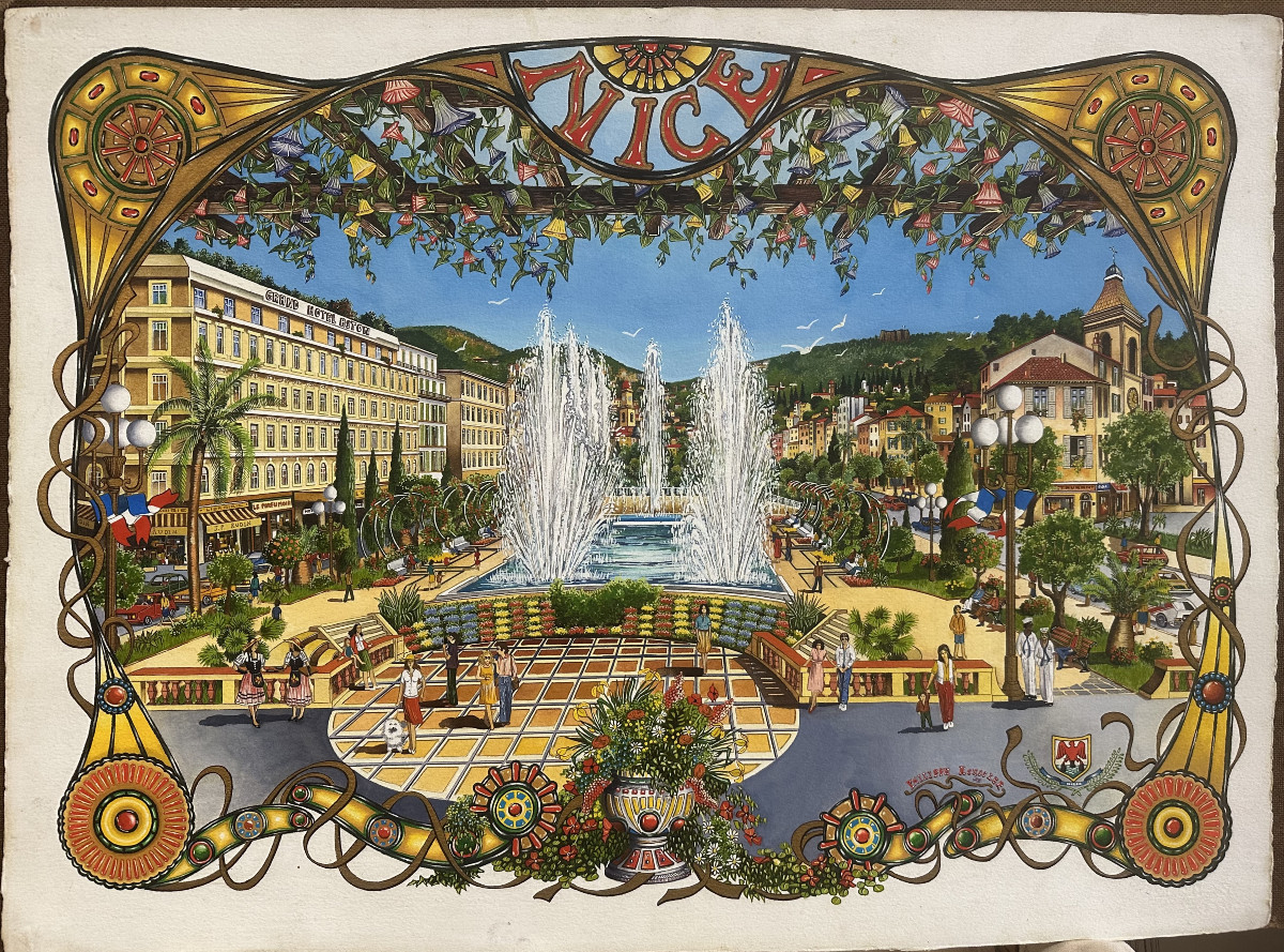 Philippe Roessler (XX°) "Projet d'affiche pour Galerie Nice" Gouache signé , daté 78 bas droite