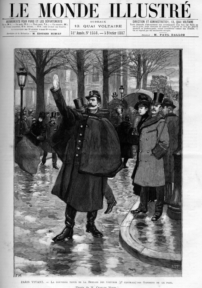 Charles Morel (1861-1908) "parisian Police Officer" Original Watercolor For An Illustration-photo-2