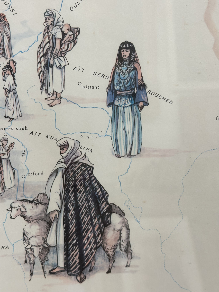 Affiche ancienne originale réalisée par M. Gayraud vers 1960, Maroc -Le costume-Royal Air Maroc-photo-3