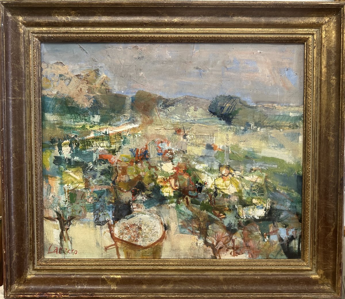 Albert LAUZERO (1909-2006) Fleurance "Vendanges en Gascogne" huile sur toile signée répertoriée