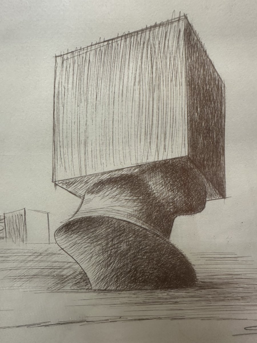 Sacha SOSNO (1937-2013)"Etude pour la bibliothèque de Nice, tête carrée" Lithographie signée-photo-3
