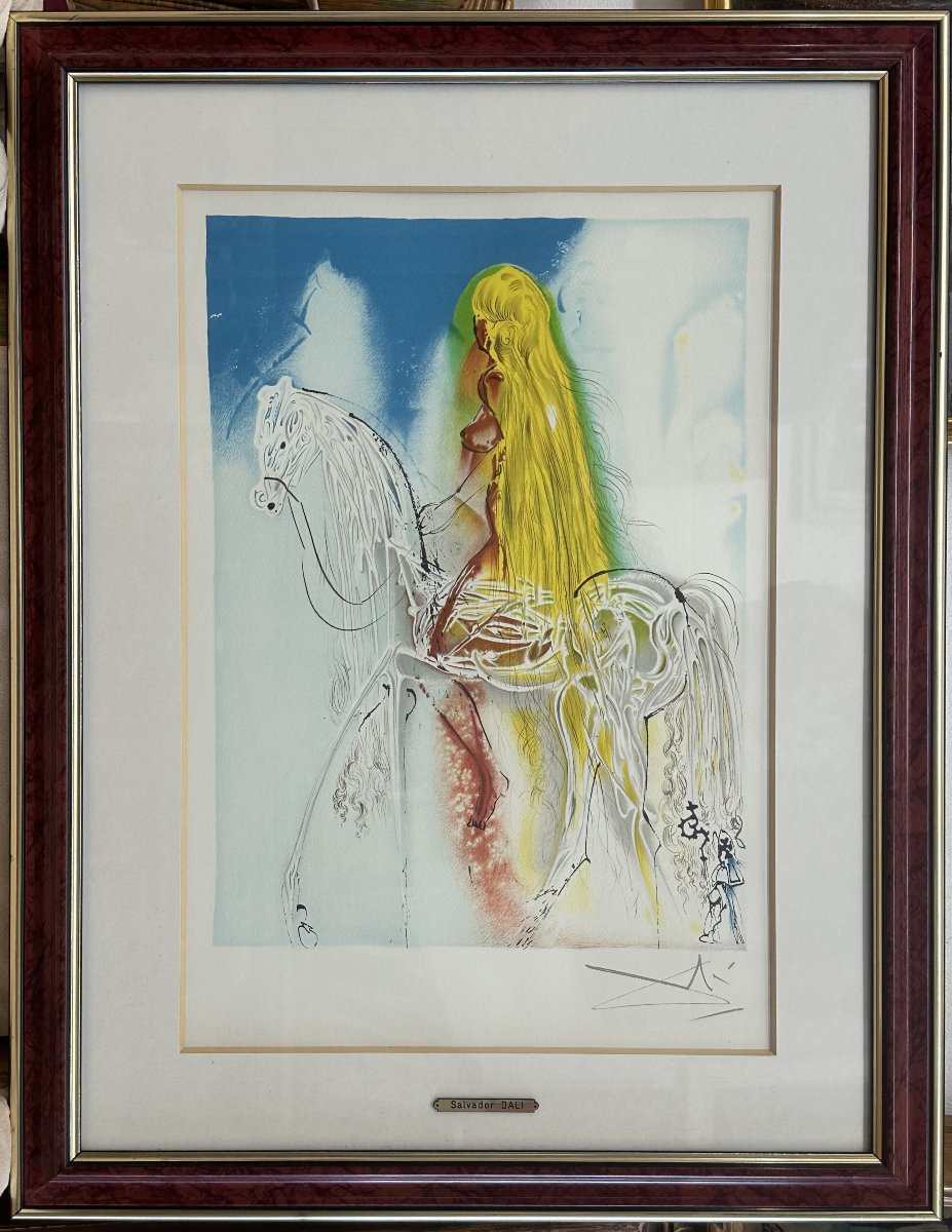 Salvador Dalí (1904–1989), Lithograph "lady Godiva, Dalí's Horses," Grapholith, 1981