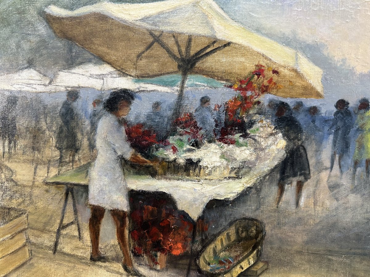 Marcel Dyf (1899–1985) Paris “provençal Market” Oil On Canvas, Signed Lower Right; 44 X 55 Cm-photo-3