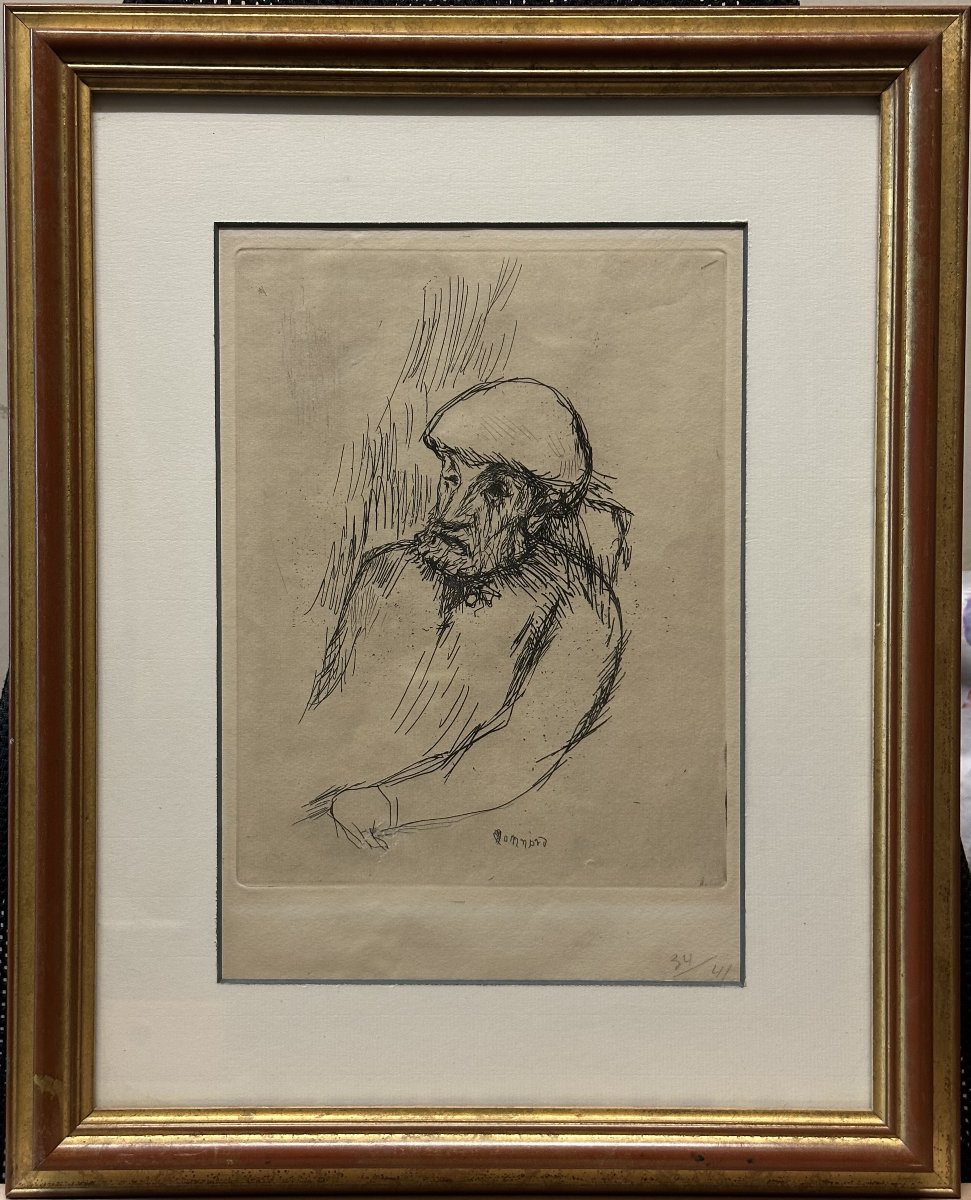 Pierre Bonnard (1867–1947) “portrait Of Renoir (c. 1916)”  Etching, 25.6 X 19.7 Cm -photo-2