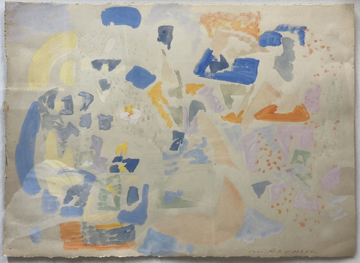  Marie RAYMOND (1908-1988) La colle sur Loup "Composition abstraite" Gouache; Ecole de Paris-photo-2