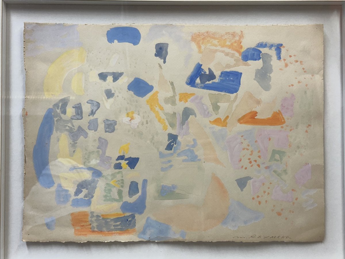  Marie RAYMOND (1908-1988) La colle sur Loup "Composition abstraite" Gouache; Ecole de Paris-photo-4