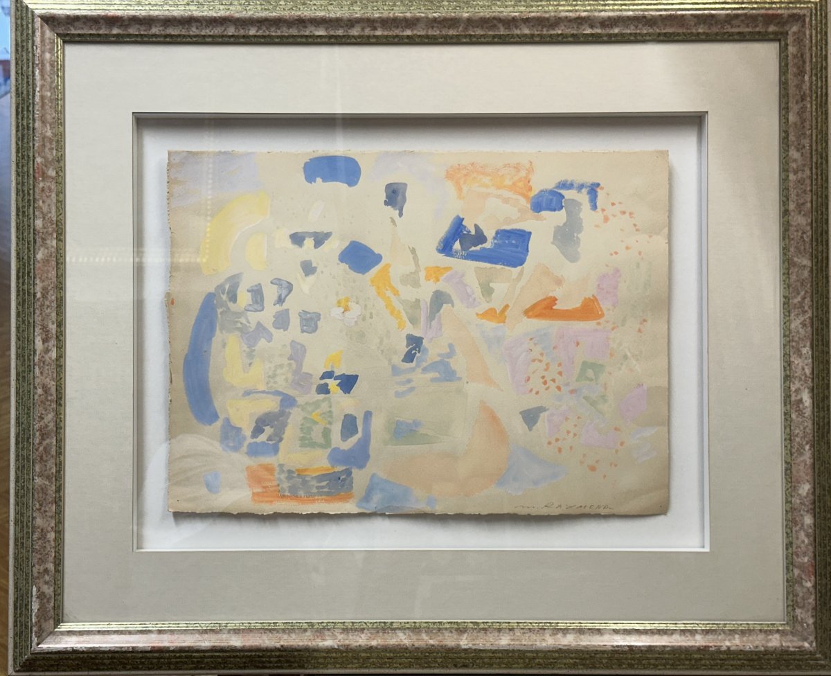  Marie RAYMOND (1908-1988) La colle sur Loup "Composition abstraite" Gouache; Ecole de Paris