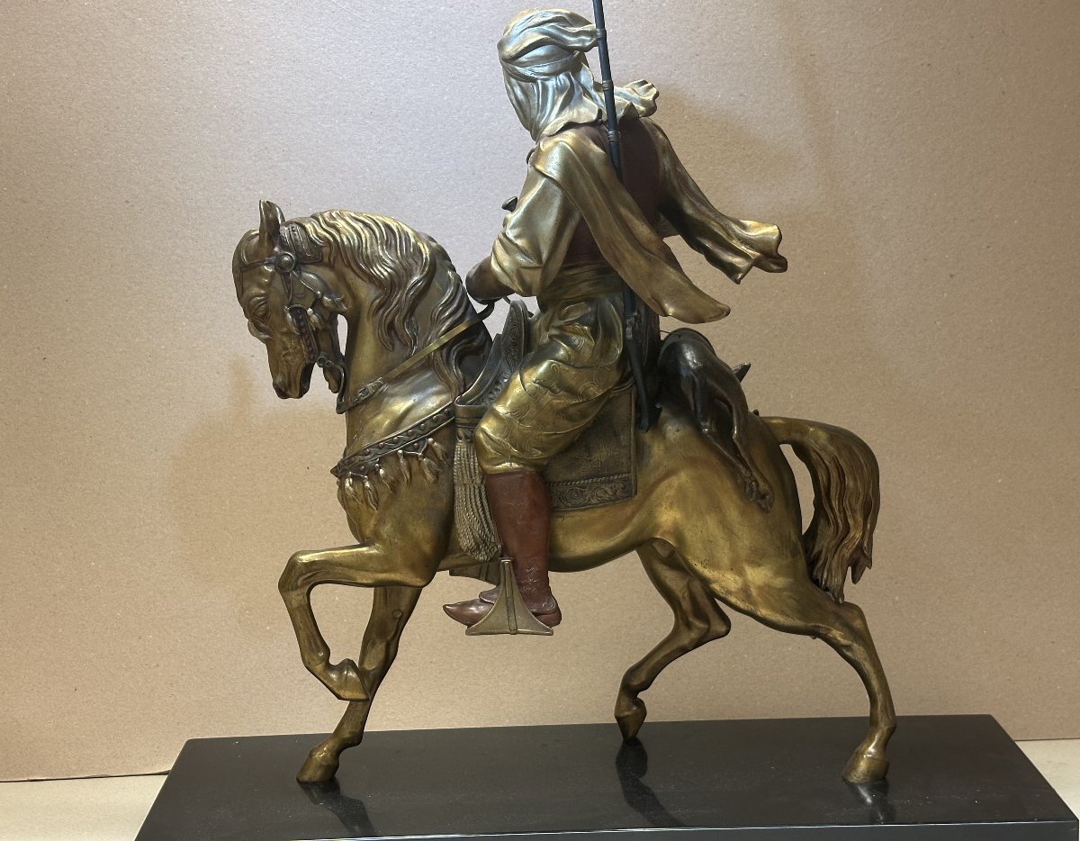 "arabian Rider" After Barye Fils & Guillaumin;  Beautiful Early 20th-century  Lovely Patina-photo-3