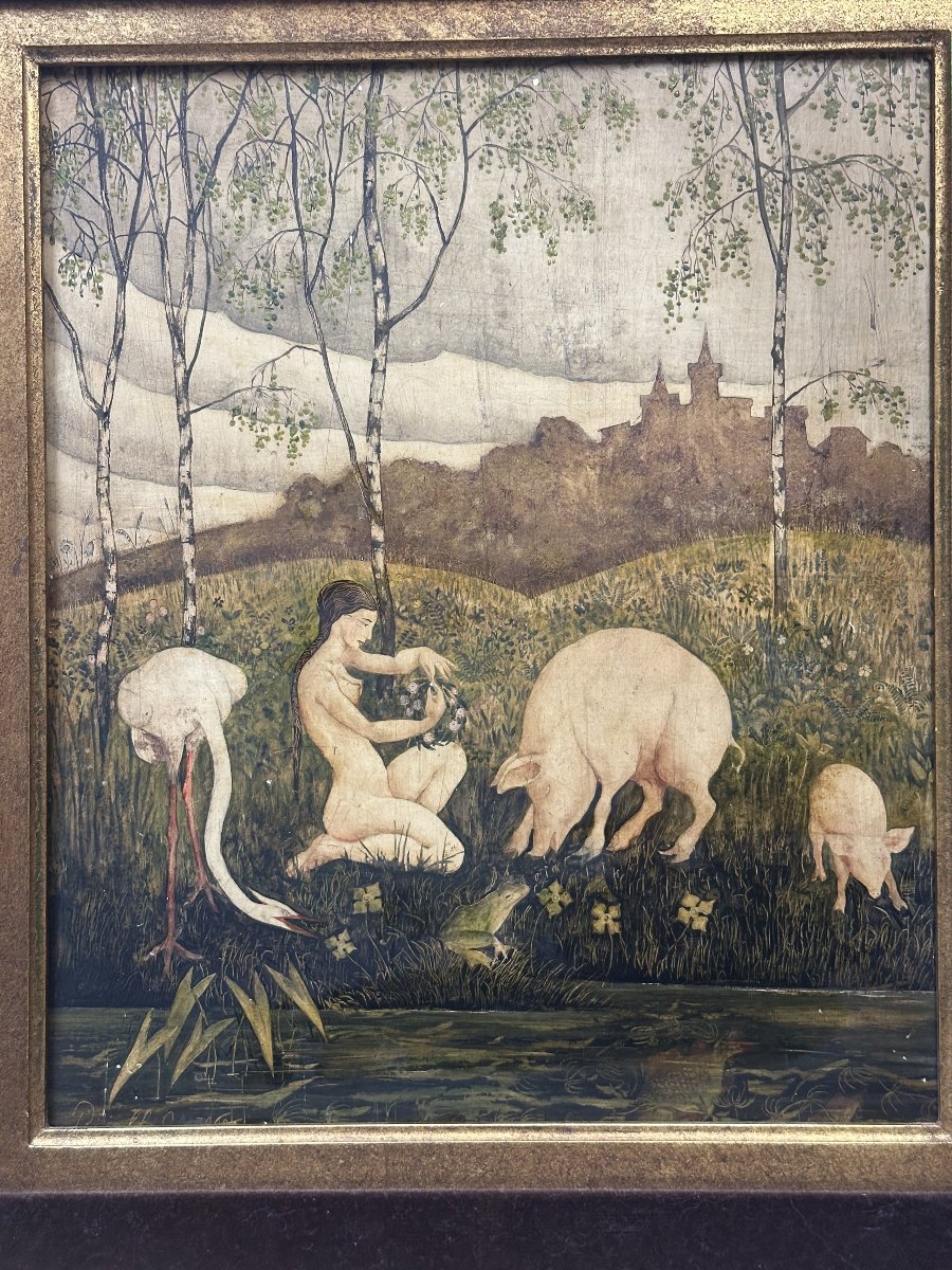 Georgi Popov, Known As John (1906–1960), Bulgarian, “allegorical Landscape,” Oil On Panel, Signed And Dated 31