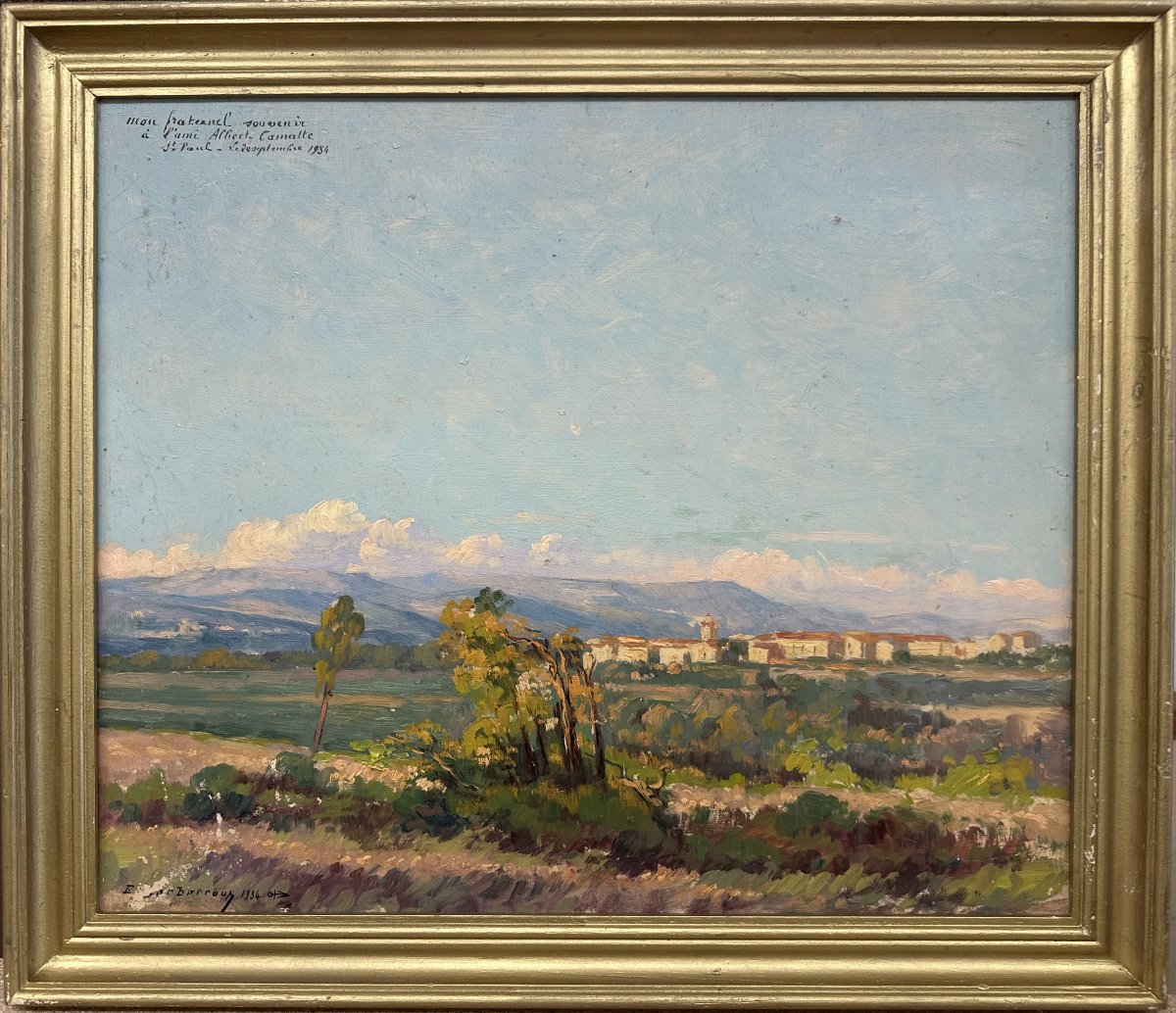 Edmond Paul Auguste Barbarroux, Toulon 1882-1946 "Paysage provençal" huile sur panneau, signée