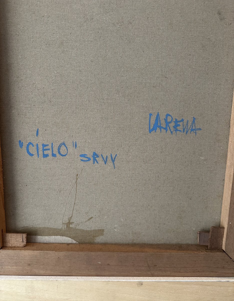 Antonio Carena (1925–2010) Rivoli “ciel” Acrylic On Canvas, Signed On The Back, 50 X 100 Cm, Italian-photo-4