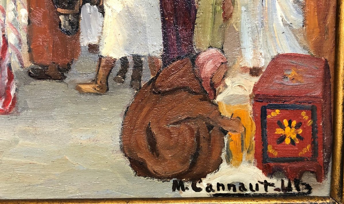 Micheline Cannaut-utz (1900-?) "arab Market In Tunis"-photo-1