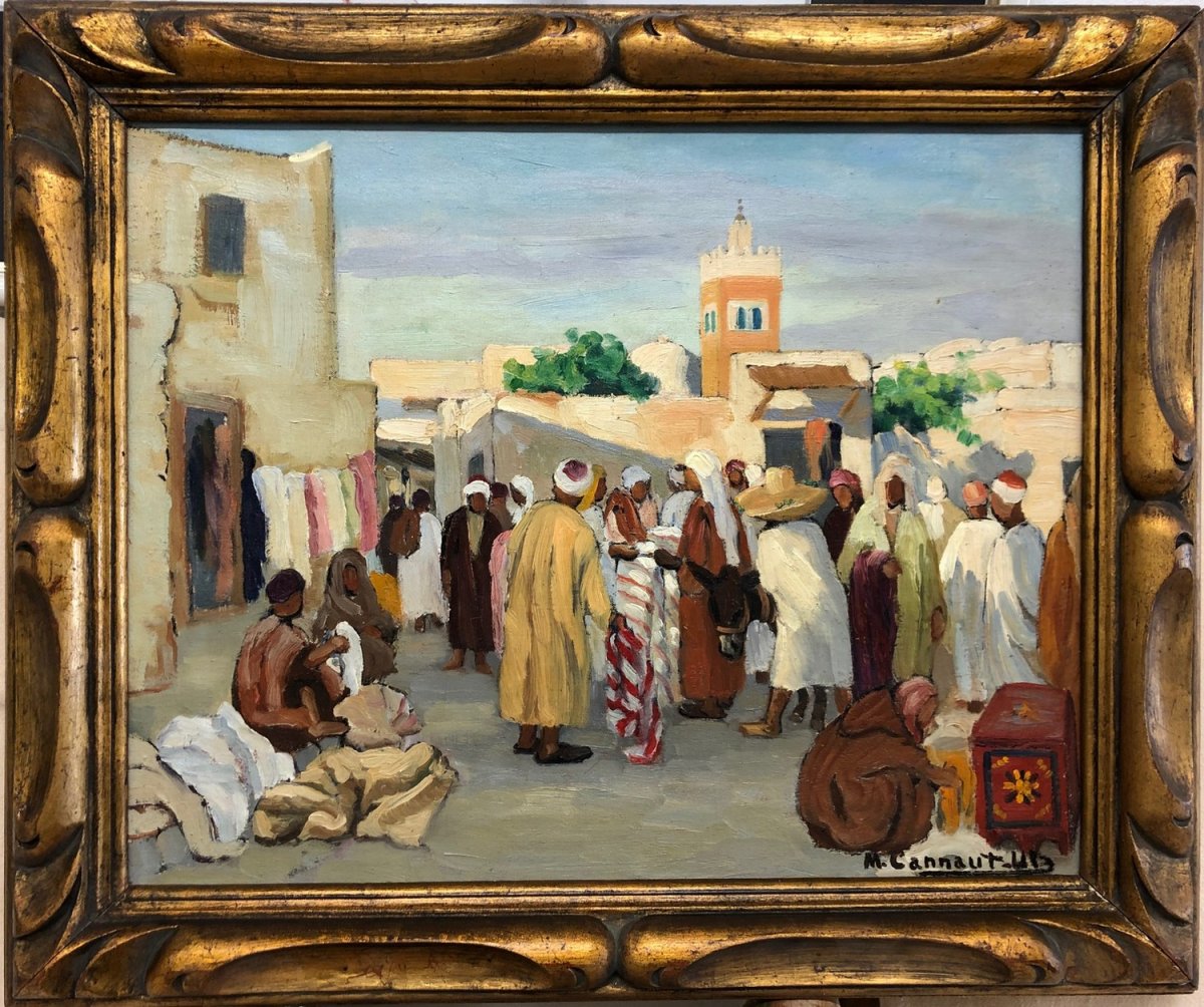 Micheline Cannaut-utz (1900-?) "arab Market In Tunis"
