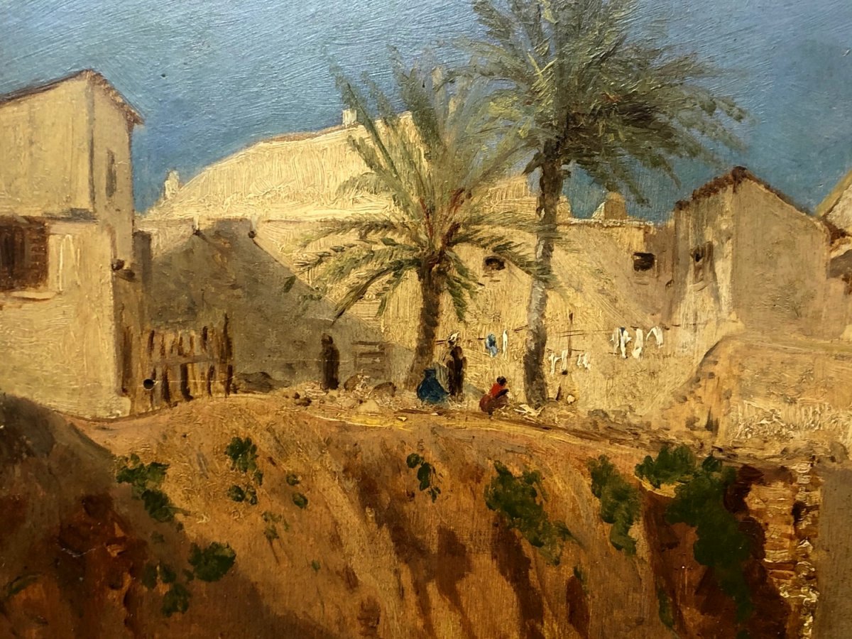 Eugène FROMENTIN (1820-1876) Attribué; "Etude d'un village algérien"-photo-2