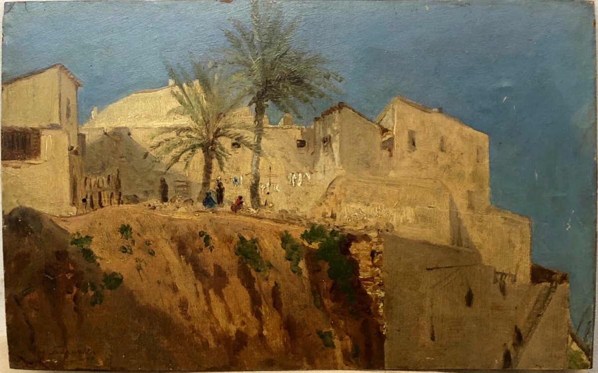 Eugène FROMENTIN (1820-1876) Attribué; "Etude d'un village algérien"
