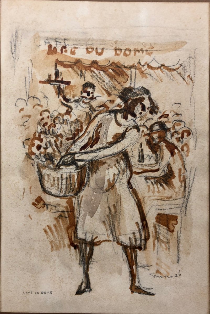 Jean Georges Simon (1894-1968) Or Gyorgy Janos: "le Café Du Dôme"