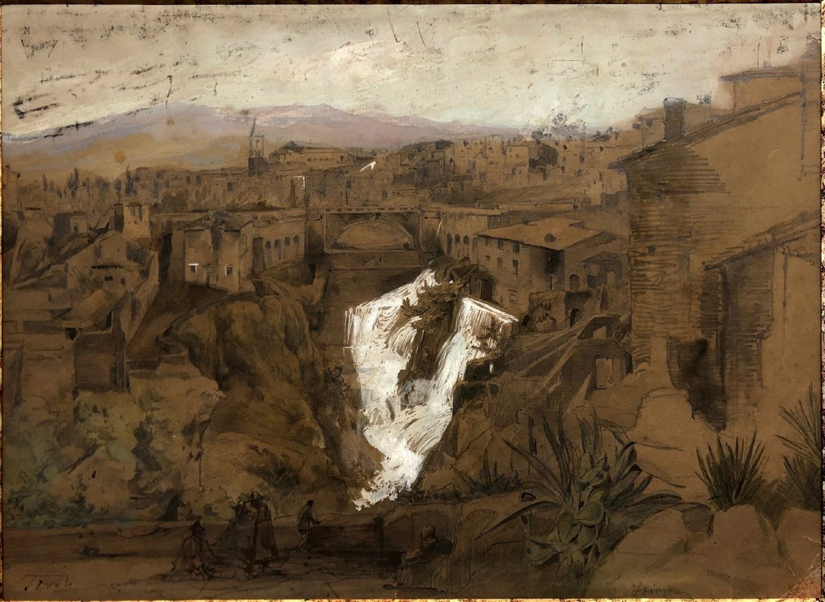 Karl Ludwig LINCKE (1822-1886) "Vue de Tivoli, Latium, Italie"