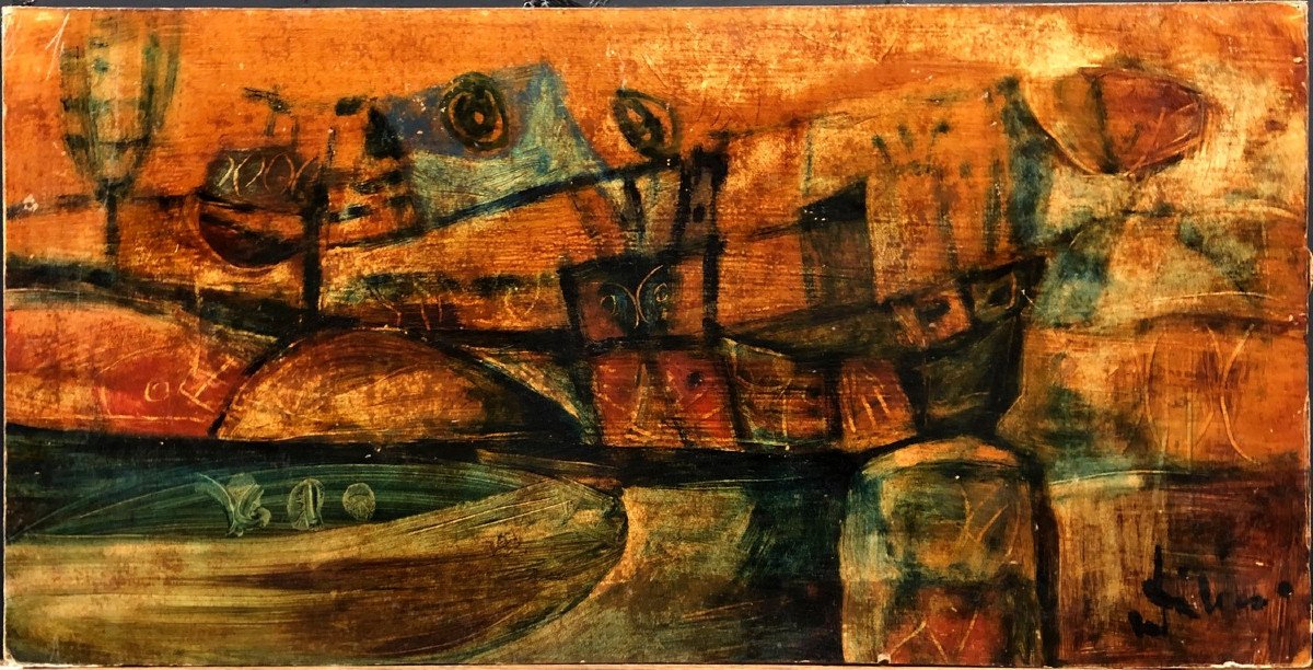 Eugène Fidler (1910-1990): "the Port"; School Of Paris, Ceramist