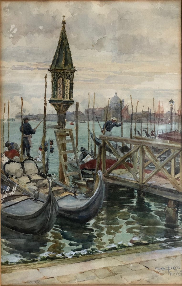 Da Pozzo Giuseppe (1844 - 1919) Maranzanis De Comeglians -rome "gondoliers In Venice"-photo-3