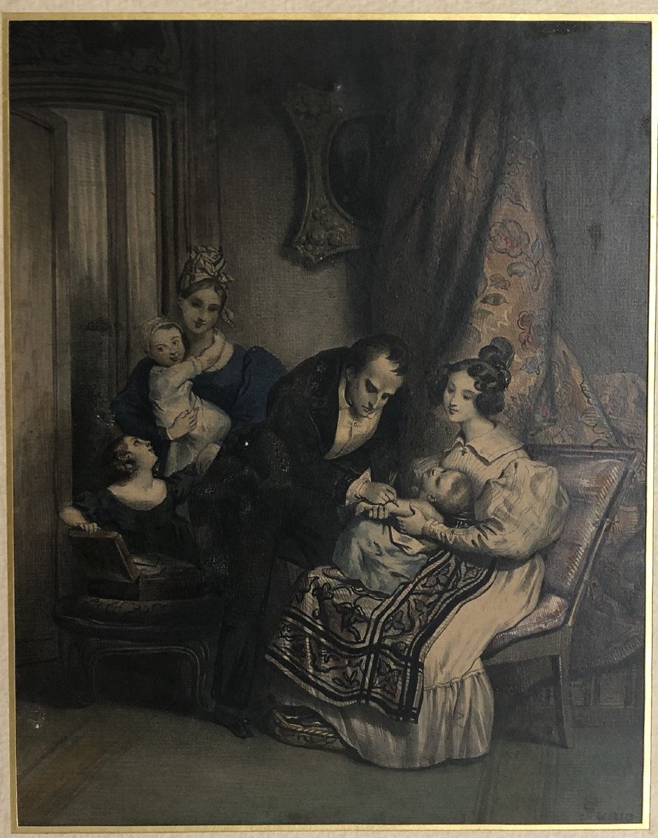 Achille DEVÉRIA (1800-1857):Invention du vaccin ou immunisation célébré par Devéria vers1830-photo-2