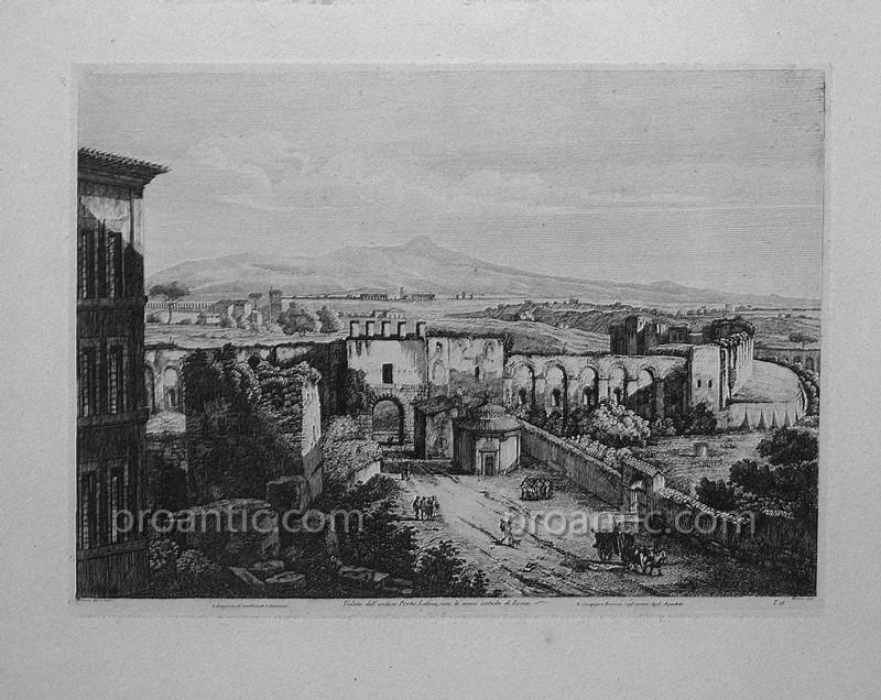 Rome veduta dell'antica Porta Latina con Le mura antiche di Roma par Luigi Rossini (1790 - 1857