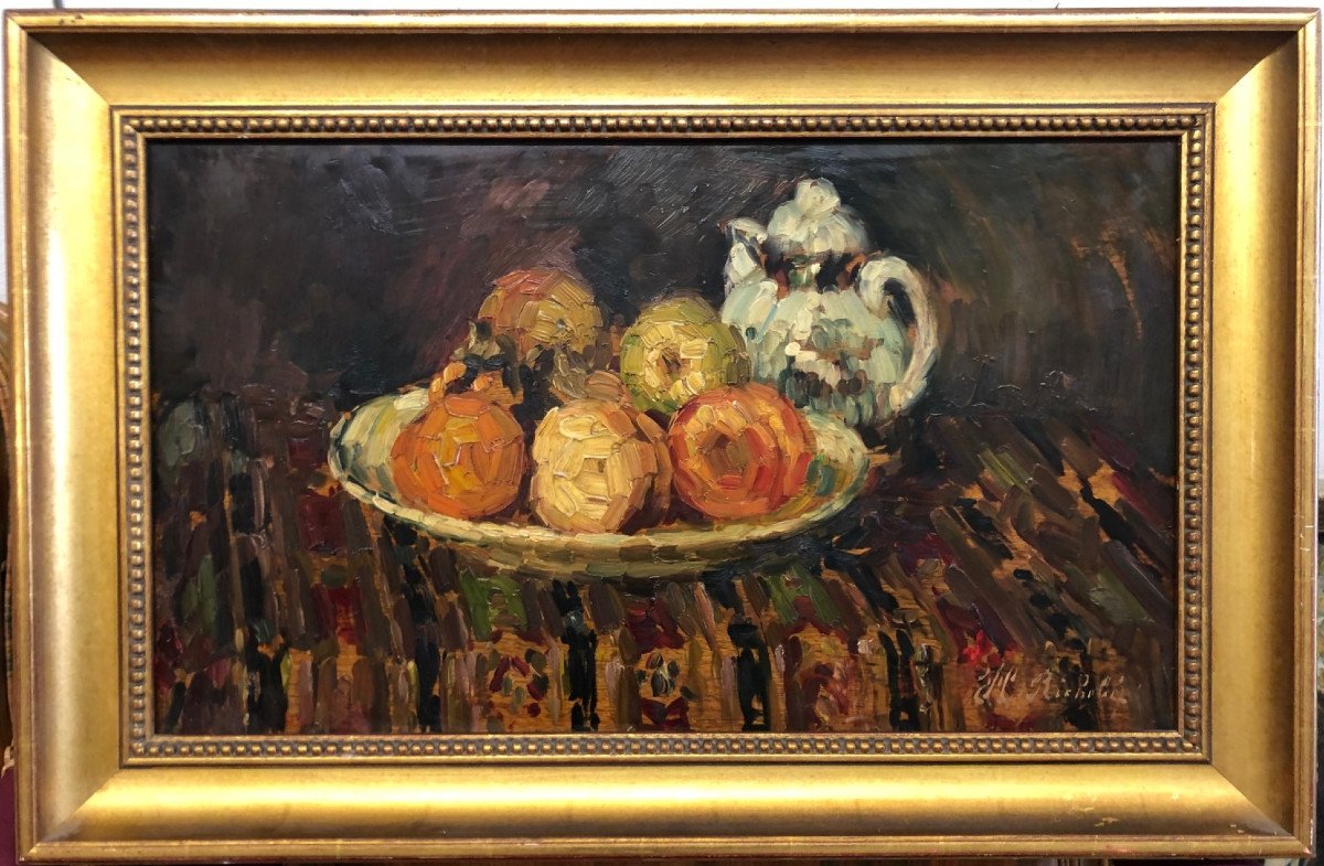 Horace RICHEBÉ (1871-1964); Français: "Nature morte aux oranges" Post-impressionniste