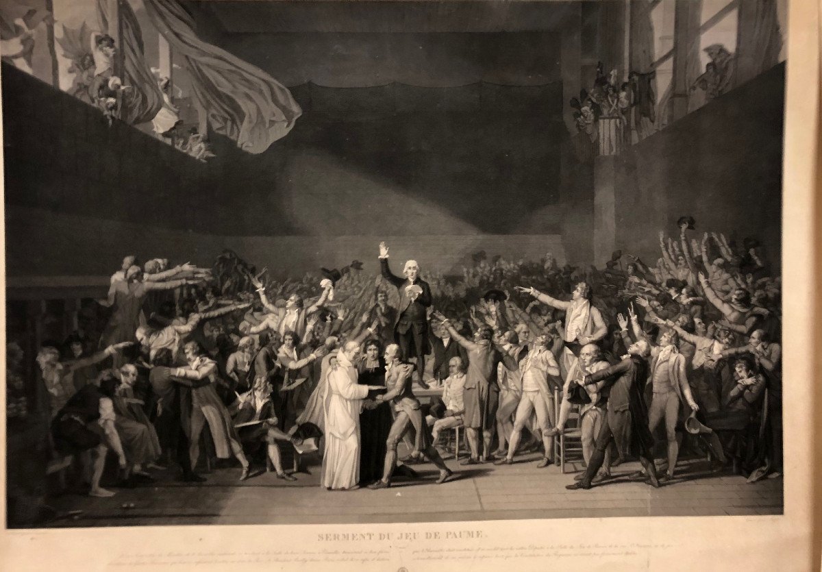 Jean Pierre Marie JAZET (1788-1871) – "LE SERMENT DU JEU DE PAUME" d'après David; Aquatinte-photo-2