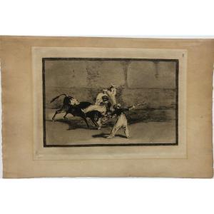 Francisco José DE GOYA Y LUCIENTES (1746-1828): "Tauromachie, planche 8"; Tirage Loizelet 1876