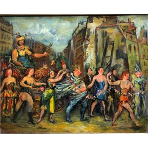 Joseph Levin (1894-1979):"parade Of The Bal Des Quat'z'arts" School Of Paris; The Roaring Twenties