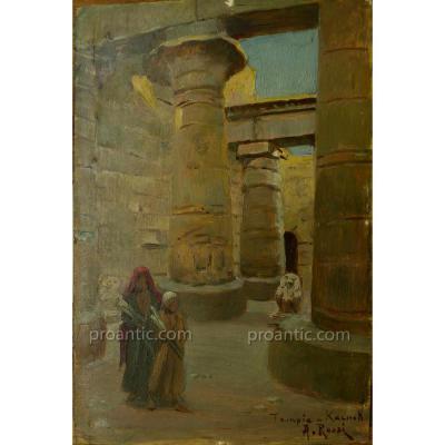 Alberto Rossi (1858-1936) "the Temple Of Karnak" Italian