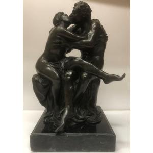 Auguste Rodin (1840-1917), d'après : "le Baiser"; Bronze; Hauteur 35 Cm