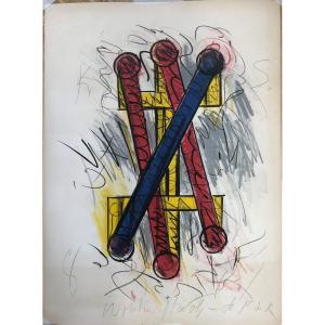 Keith Sonnier (1941-2020) American: "untitled"; Mixed Technique, Monogrammed K.s.; Minimalist