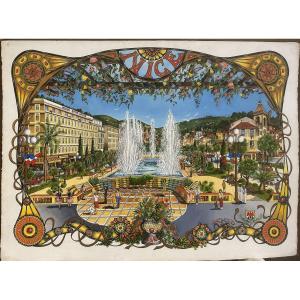 Philippe Roessler (XX°) "Projet d'affiche pour Galerie Nice" Gouache signé , daté 78 bas droite