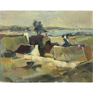 Jacques SOKOL (1933-2023) Français "Ile de Bréhat" huile sur toile, 1972"