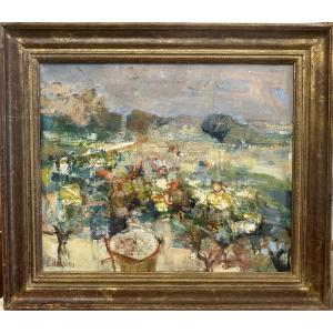 Albert LAUZERO (1909-2006) Fleurance "Vendanges en Gascogne" huile sur toile signée répertoriée