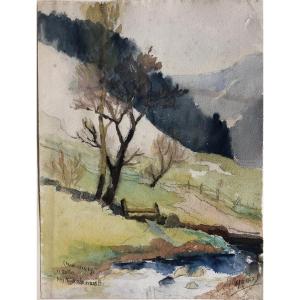 Léon-aimé Mazurier  (1872–1950) Remiremont “last Snow, La Doller Near Lerchtenmatte”