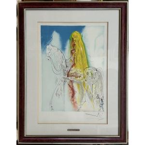 Salvador Dali ( 1904 - 1989 ), lithograhie "Lady Godiva, Les chevaux Daliniens" Grapholith 1981