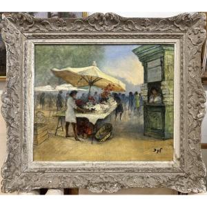 Marcel DYF (1899-1985) Paris "Marché provençal" Huile sur toile signée bas droite; 44 x 55 cm
